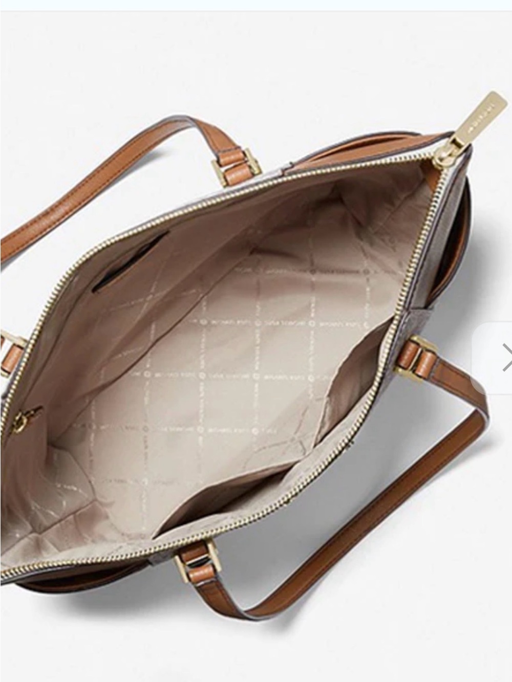 Michael Kors White and Brown MK Signature Tote - Picture 7 of 8